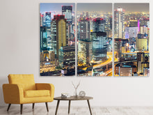 Laden Sie das Bild in den Galerie-Viewer, Leinwandbild 3-teilig Skyline Osaka im Lichtermeer