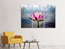 Laden Sie das Bild in den Galerie-Viewer, Leinwandbild 3-teilig Lotus im Morgentau