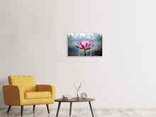 Laden Sie das Bild in den Galerie-Viewer, Leinwandbild 3-teilig Lotus im Morgentau