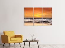 Laden Sie das Bild in den Galerie-Viewer, Leinwandbild 3-teilig See mit Sonnenuntergang
