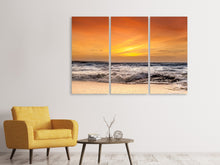 Laden Sie das Bild in den Galerie-Viewer, Leinwandbild 3-teilig See mit Sonnenuntergang