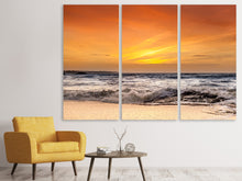 Laden Sie das Bild in den Galerie-Viewer, Leinwandbild 3-teilig See mit Sonnenuntergang
