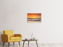 Laden Sie das Bild in den Galerie-Viewer, Leinwandbild 3-teilig See mit Sonnenuntergang