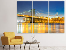 Laden Sie das Bild in den Galerie-Viewer, Leinwandbild 3-teilig Brooklyn Bridge bei Nacht