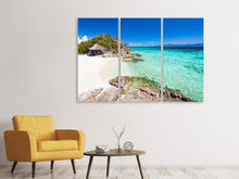 Laden Sie das Bild in den Galerie-Viewer, Leinwandbild 3-teilig Das Haus am Strand