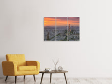 Laden Sie das Bild in den Galerie-Viewer, Leinwandbild 3-teilig Skyline Paris bei Sonnenuntergang