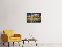 Laden Sie das Bild in den Galerie-Viewer, Leinwandbild 3-teilig Die Wiesenmargerite am Fluss