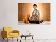 Laden Sie das Bild in den Galerie-Viewer, Leinwandbild 3-teilig Buddha in der Meditation
