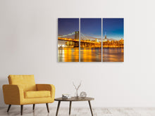Laden Sie das Bild in den Galerie-Viewer, Leinwandbild 3-teilig Skyline NY Williamsburg Bridge