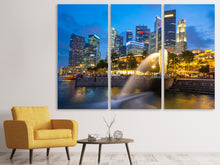 Laden Sie das Bild in den Galerie-Viewer, Leinwandbild 3-teilig Skyline Singapur im Lichtermeer