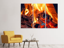 Laden Sie das Bild in den Galerie-Viewer, Leinwandbild 3-teilig Lagerfeuer