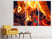 Laden Sie das Bild in den Galerie-Viewer, Leinwandbild 3-teilig Lagerfeuer