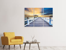 Laden Sie das Bild in den Galerie-Viewer, Leinwandbild 3-teilig Die Brücke ins Meer