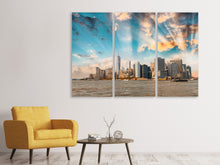 Laden Sie das Bild in den Galerie-Viewer, Leinwandbild 3-teilig Skyline New York from the other Side