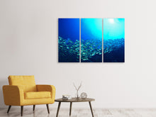 Laden Sie das Bild in den Galerie-Viewer, Leinwandbild 3-teilig Fischschwarm