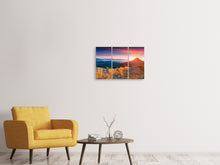 Laden Sie das Bild in den Galerie-Viewer, Leinwandbild 3-teilig Sonnenuntergang in den Alpen