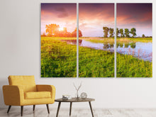 Laden Sie das Bild in den Galerie-Viewer, Leinwandbild 3-teilig Sonnenuntergang am See