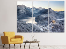 Laden Sie das Bild in den Galerie-Viewer, Leinwandbild 3-teilig Schloss Neuschwanstein im Ammergebierge