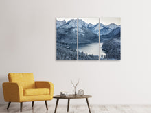 Laden Sie das Bild in den Galerie-Viewer, Leinwandbild 3-teilig Schwarzweissfotografie Berge