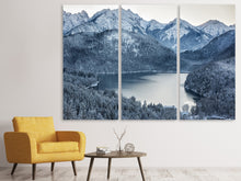 Laden Sie das Bild in den Galerie-Viewer, Leinwandbild 3-teilig Schwarzweissfotografie Berge