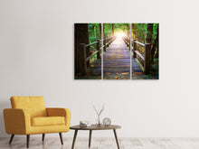 Laden Sie das Bild in den Galerie-Viewer, Leinwandbild 3-teilig Die Brücke im Wald