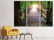 Laden Sie das Bild in den Galerie-Viewer, Leinwandbild 3-teilig Die Brücke im Wald