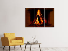 Laden Sie das Bild in den Galerie-Viewer, Leinwandbild 3-teilig Feuer im Kamin