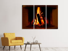 Laden Sie das Bild in den Galerie-Viewer, Leinwandbild 3-teilig Feuer im Kamin