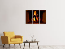 Laden Sie das Bild in den Galerie-Viewer, Leinwandbild 3-teilig Feuer im Kamin