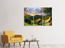 Laden Sie das Bild in den Galerie-Viewer, Leinwandbild 3-teilig Schweizer Berge im Sommer
