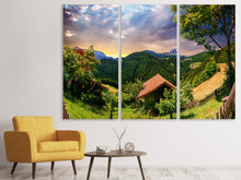 Laden Sie das Bild in den Galerie-Viewer, Leinwandbild 3-teilig Schweizer Berge im Sommer