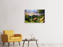 Laden Sie das Bild in den Galerie-Viewer, Leinwandbild 3-teilig Schweizer Berge im Sommer