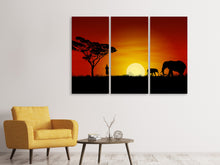 Laden Sie das Bild in den Galerie-Viewer, Leinwandbild 3-teilig Afrikanische Steppenelefanten