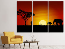 Laden Sie das Bild in den Galerie-Viewer, Leinwandbild 3-teilig Afrikanische Steppenelefanten