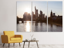 Laden Sie das Bild in den Galerie-Viewer, Leinwandbild 3-teilig Skyline Sonnenaufgang bei Frankfurt am Main