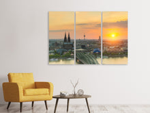 Laden Sie das Bild in den Galerie-Viewer, Leinwandbild 3-teilig Skyline Köln bei Sonnenuntergang