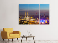 Laden Sie das Bild in den Galerie-Viewer, Leinwandbild 3-teilig Skyline Kölner Dom bei Nacht