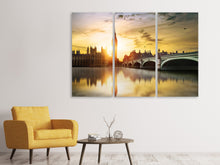 Laden Sie das Bild in den Galerie-Viewer, Leinwandbild 3-teilig Skyline Big Ben im Sonnenuntergang