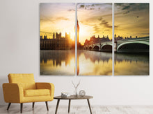 Laden Sie das Bild in den Galerie-Viewer, Leinwandbild 3-teilig Skyline Big Ben im Sonnenuntergang
