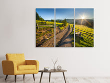 Laden Sie das Bild in den Galerie-Viewer, Leinwandbild 3-teilig Sonnenaufgang am Berg