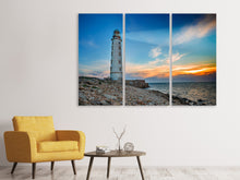 Laden Sie das Bild in den Galerie-Viewer, Leinwandbild 3-teilig Sonnenuntergang am Leuchtturm