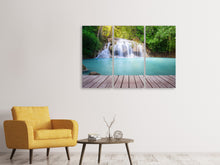 Laden Sie das Bild in den Galerie-Viewer, Leinwandbild 3-teilig Terrasse am Wasserfall