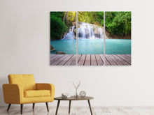 Laden Sie das Bild in den Galerie-Viewer, Leinwandbild 3-teilig Terrasse am Wasserfall