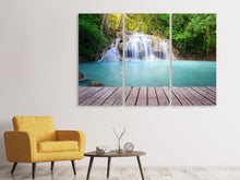 Laden Sie das Bild in den Galerie-Viewer, Leinwandbild 3-teilig Terrasse am Wasserfall