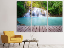 Laden Sie das Bild in den Galerie-Viewer, Leinwandbild 3-teilig Terrasse am Wasserfall