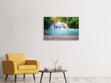 Laden Sie das Bild in den Galerie-Viewer, Leinwandbild 3-teilig Terrasse am Wasserfall