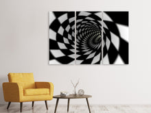 Laden Sie das Bild in den Galerie-Viewer, Leinwandbild 3-teilig Abstrakter Tunnel Black & White