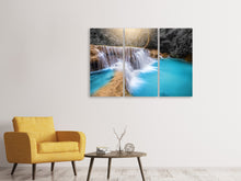 Laden Sie das Bild in den Galerie-Viewer, Leinwandbild 3-teilig Glücklicher Wasserfall