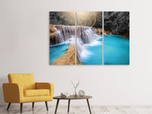 Laden Sie das Bild in den Galerie-Viewer, Leinwandbild 3-teilig Glücklicher Wasserfall