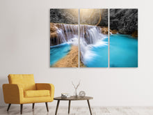 Laden Sie das Bild in den Galerie-Viewer, Leinwandbild 3-teilig Glücklicher Wasserfall